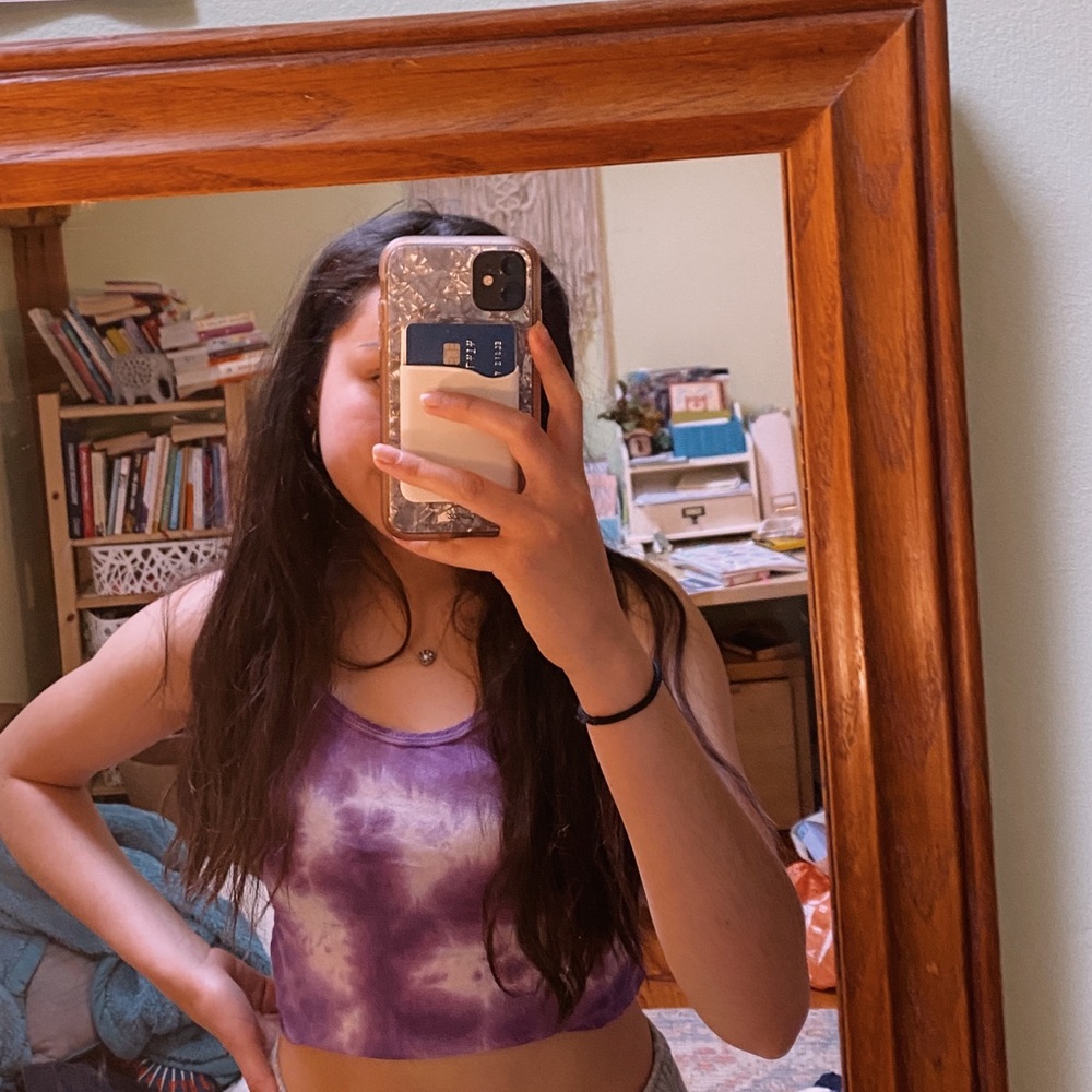 purple tie dye cropped tank